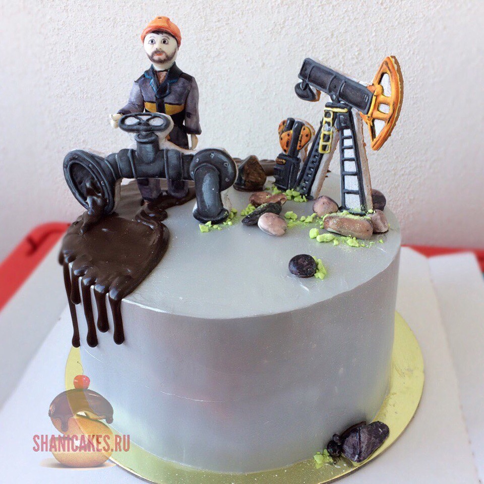 торт для нефтяника ( работника нефтяной промышленности) без мастики от кондитерской "ШАНИ"