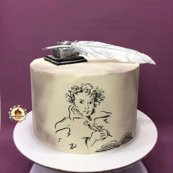 торт для любителя поэзии с рисунком пушкина